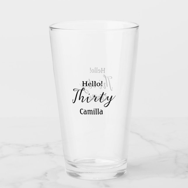 Hello thirty birthday name simple minimal elegant  glaskopp (Framsida)