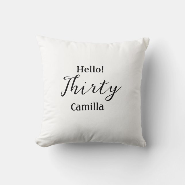 Hello thirty birthday name simple minimal elegant  kudde (Framsida)