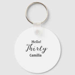 Hello thirty birthday name simple minimal elegant  nyckelring