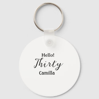 Hello thirty birthday name simple minimal elegant  nyckelring