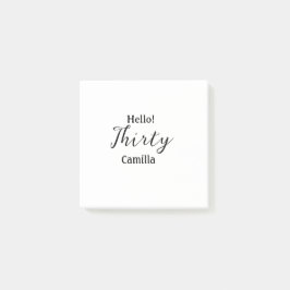 Hello thirty birthday name simple minimal elegant  post-it block