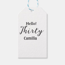 Hello thirty birthday name simple minimal elegant  presentetikett