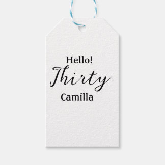 Hello thirty birthday name simple minimal elegant  presentetikett
