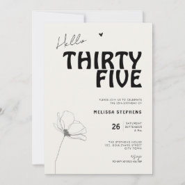 Hello Thirty Five Bold Typography 35th Birthday Inbjudningar