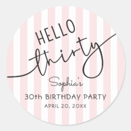 Hello Thirty Modern Script Simple 30th Birthday Runt Klistermärke
