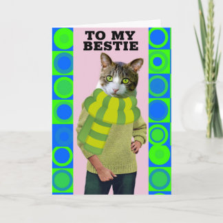 HELLO TO BEST FRIEND FUNNY CAT GREETING CARD KORT