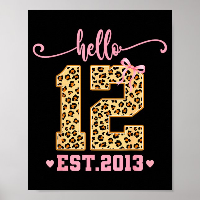 Hello Twelve Est 2013 12th Birthday Coquette Bow L Poster (Framsidan)
