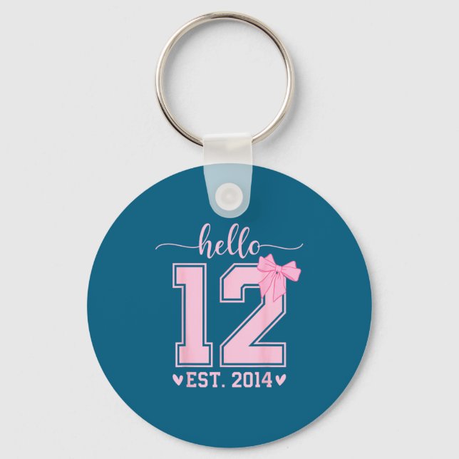 Hello Twelve Est 2014 12th Birthday Coquette 12 Ye Nyckelring (Framsida)