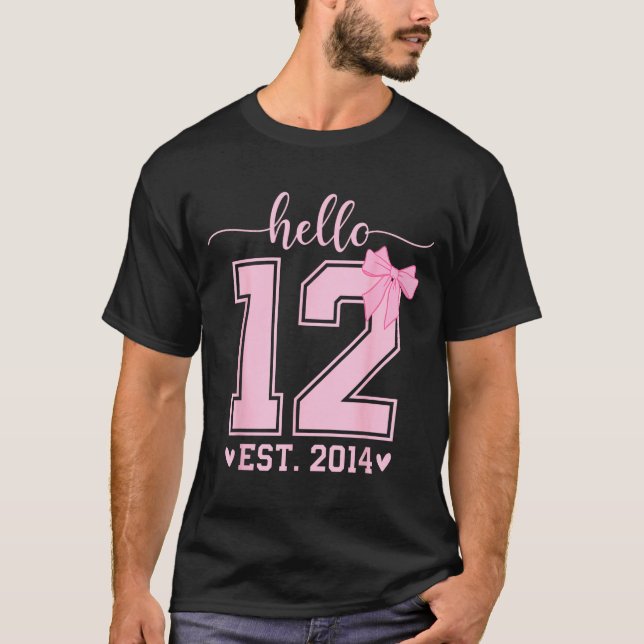 Hello Twelve Est 2014 12th Birthday Coquette 12 Ye T Shirt (Framsida)