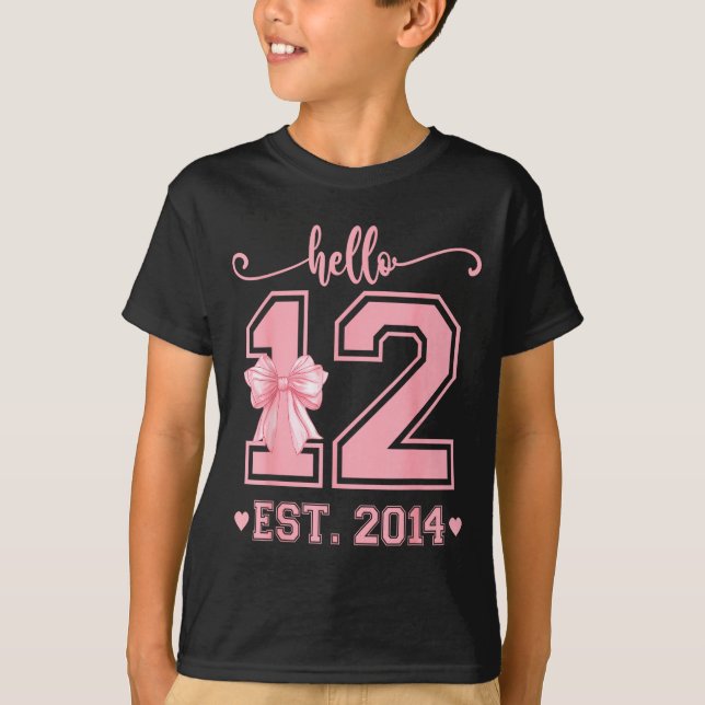 Hello Twelve Est 2014 12th Birthday Coquette 12 Ye T Shirt (Framsida)