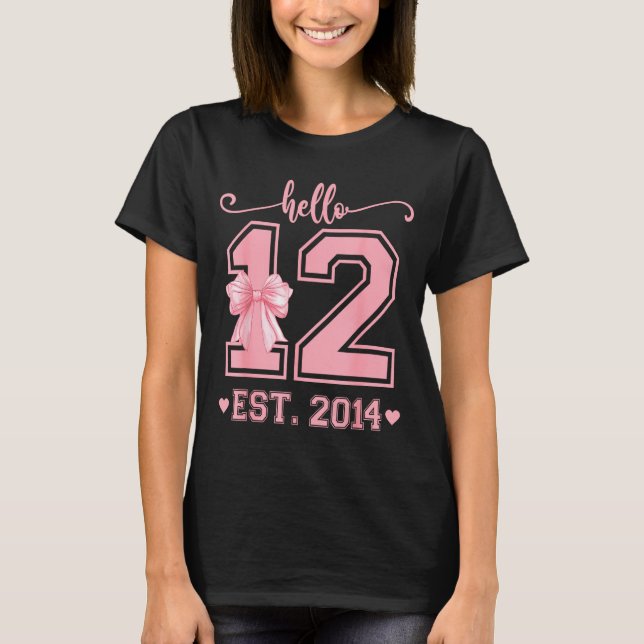 Hello Twelve Est 2014 12th Birthday Coquette 12 Ye T Shirt (Framsida)