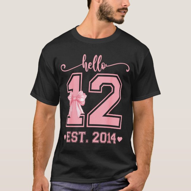 Hello Twelve Est 2014 12th Birthday Coquette 12 Ye T Shirt (Framsida)