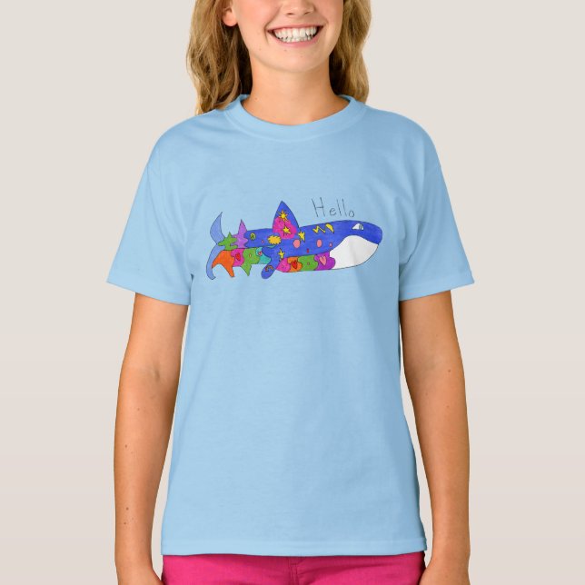 Hello Valhaj T-Shirt för Barn (Framsida)