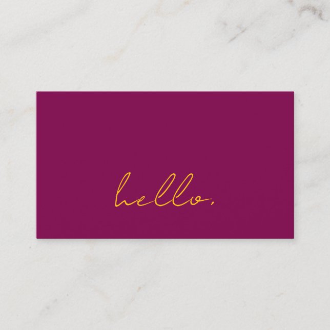 Hello Wine Pink Orange Script Typography Modern Visitkort (Framsida)