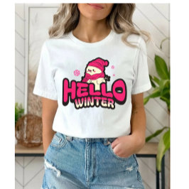 Hello Winter Cute Snowman  T Shirt