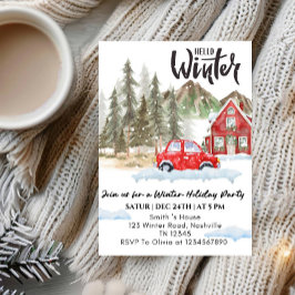 Hello Winter Holiday party -Snowflake Winter Party Inbjudningar