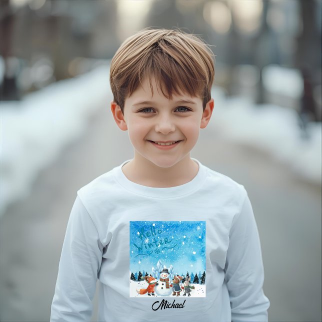 Hello Winter Personalized long sleeves T Shirt (Skapare uppladdad)