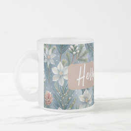 Hello Winter Pines & Flowers Frostad Glasmugg
