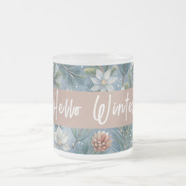 Hello Winter Pines & Flowers Frostad Glasmugg