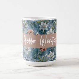Hello Winter Pines & Flowers Kaffemugg