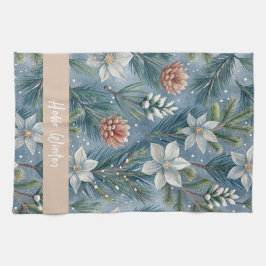 Hello Winter Pines & Flowers Kökshandduk