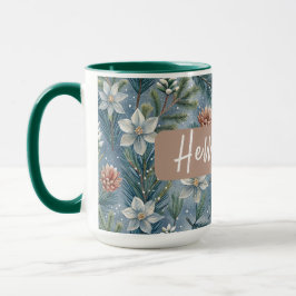 Hello Winter Pines & Flowers Mugg