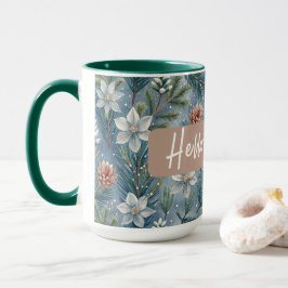 Hello Winter Pines & Flowers Mugg