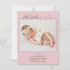 Hello, World Baby Announcement Card Meddelande