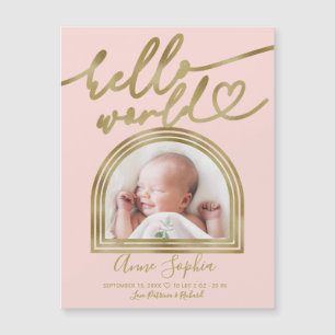 Hello World Chic Arch Frame Födelseannons