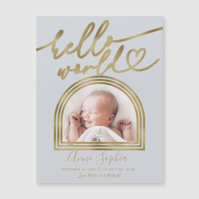 Hello World Chic Ark Båge Födelse Tillkännagivande (Framsida)