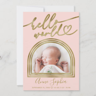 Hello World Chic Ark Båge Födelse Tillkännagivande Julkort