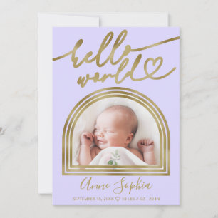 Hello World Chic Ark Båge Födelse Tillkännagivande Julkort