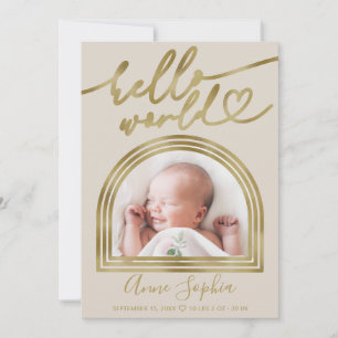 Hello World Chic Ark Ram Födsel Tillkännagivande Julkort