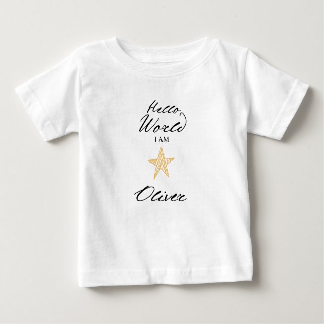 Hello World I am..., Personalized Name Kids Shirt T (Framsida)