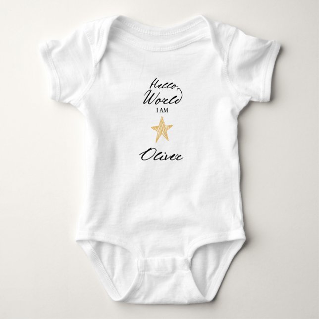 Hello World I am..., Personalized Names Baby Bodie T Shirt (Framsida)