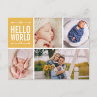 Hello World och födelseannonsering Fotokollage P