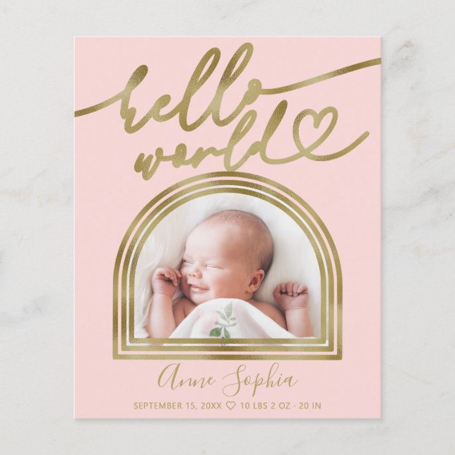 Hello World Valfritt Ram Budget Födelse Tillkännag (Framsida)