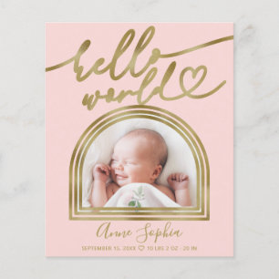 Hello World Valfritt Ram Budget Födelse Tillkännag