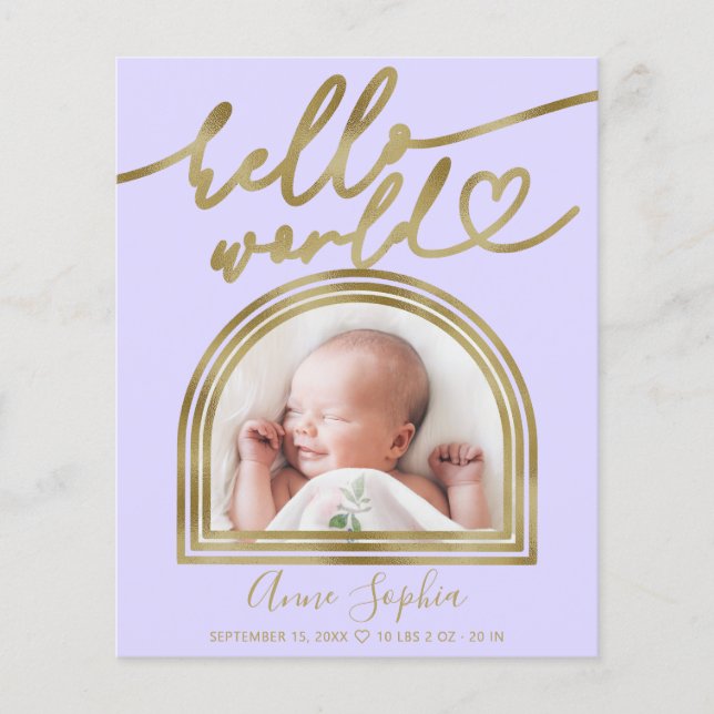 Hello World Valfritt Ram Budget Födelse Tillkännag (Framsida)