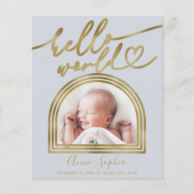 Hello World Valfritt Ram Budget Födelse Tillkännag (Framsida)