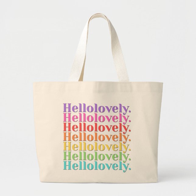'Hellolovely.' Retro-randig estetik  Jumbo Tygkasse (Framsidan)