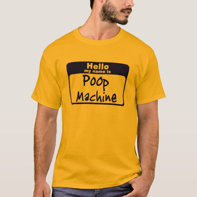 Hellow mitt namn är Poopmaskinen Tee (Framsida)