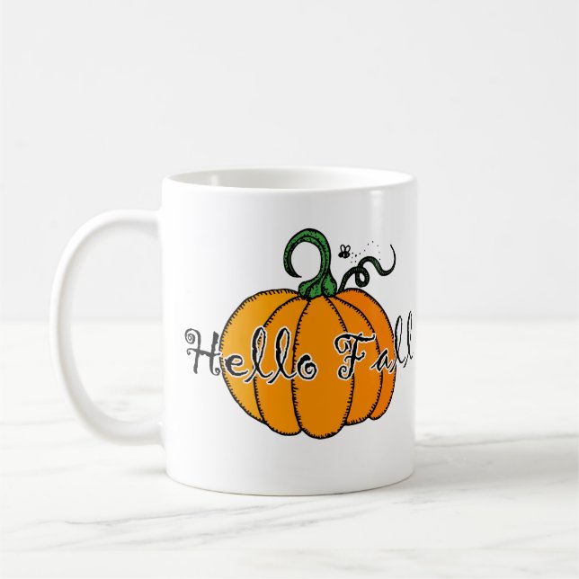Hellow Pumpkin Fall Pumpkin Hej Fall Kaffemugg (Vänster)