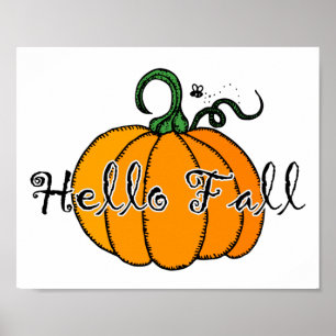 Hellow Pumpkin Fall Pumpkin Hej Fall Poster
