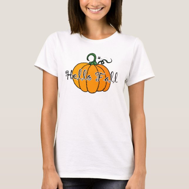 Hellow Pumpkin Fall Pumpkin Hej Fall T Shirt (Framsida)