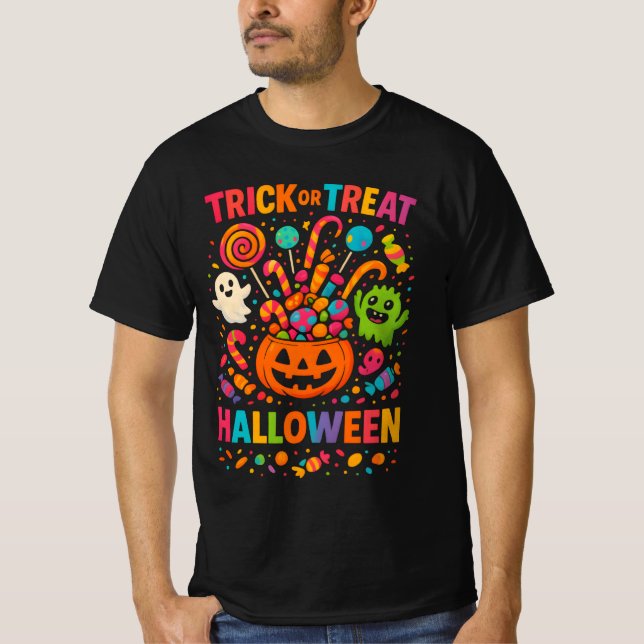 HELLOWEEN Bus eller godis Fullt Färg Unisex-kläder T Shirt (Framsida)