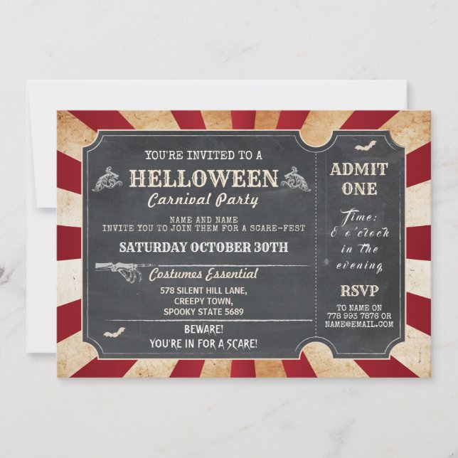 HELLoween Halloween fest Circus Horror Biljett Inbjudningar (Framsida)