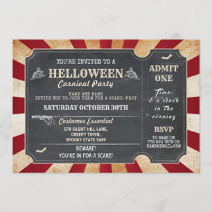 HELLoween Halloween fest Circus Horror Biljett Inbjudningar