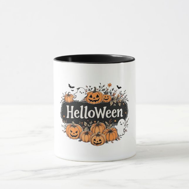 "HelloWeen" Halloween Pumpkin & Ghost Combo Mugg (Center)