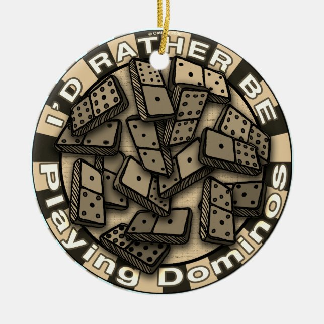 Hellre spela Domino Julgransprydnad Keramik (Framsidan)
